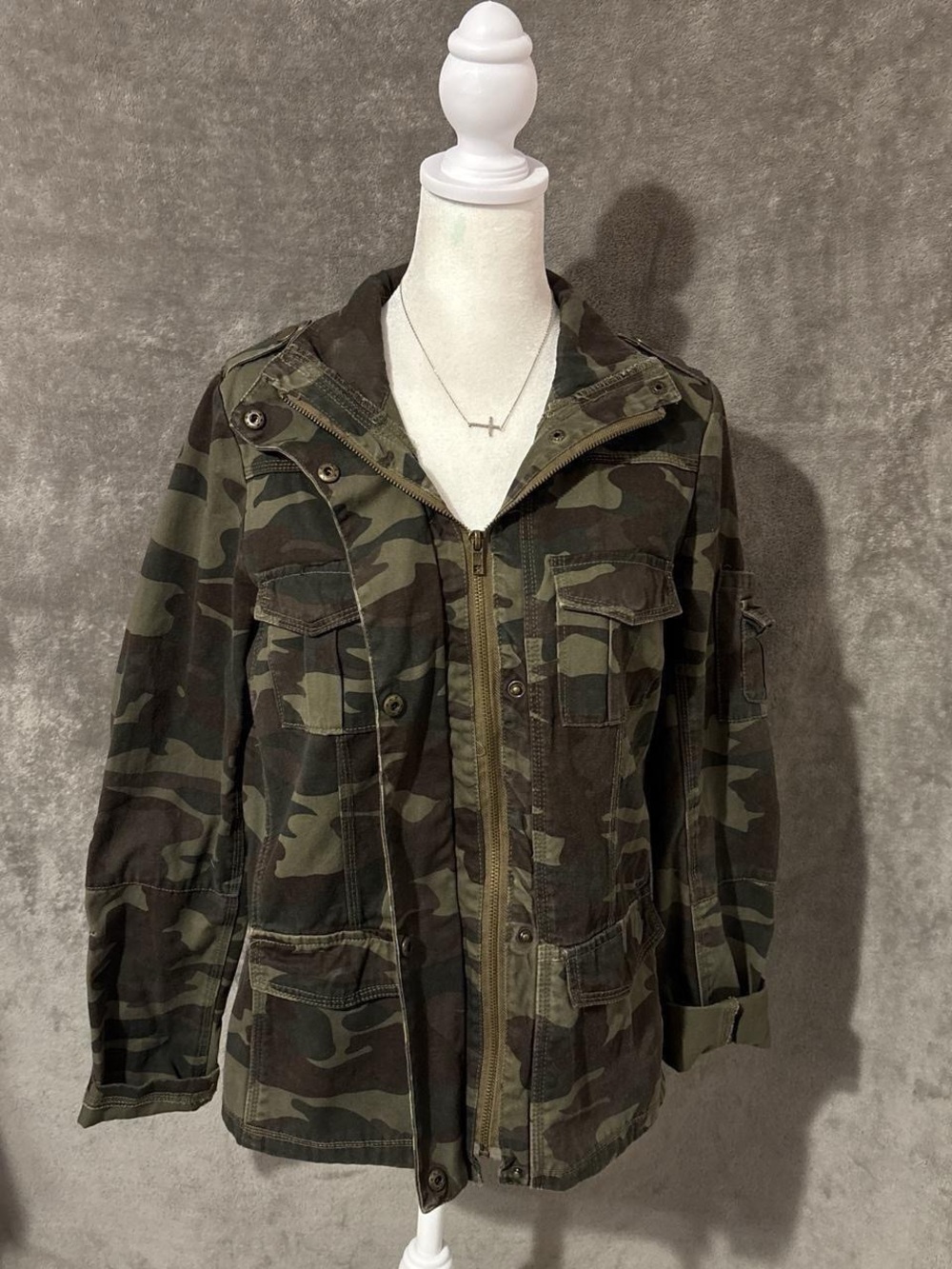 Y2k Camo Military Style Zip Up Jacket